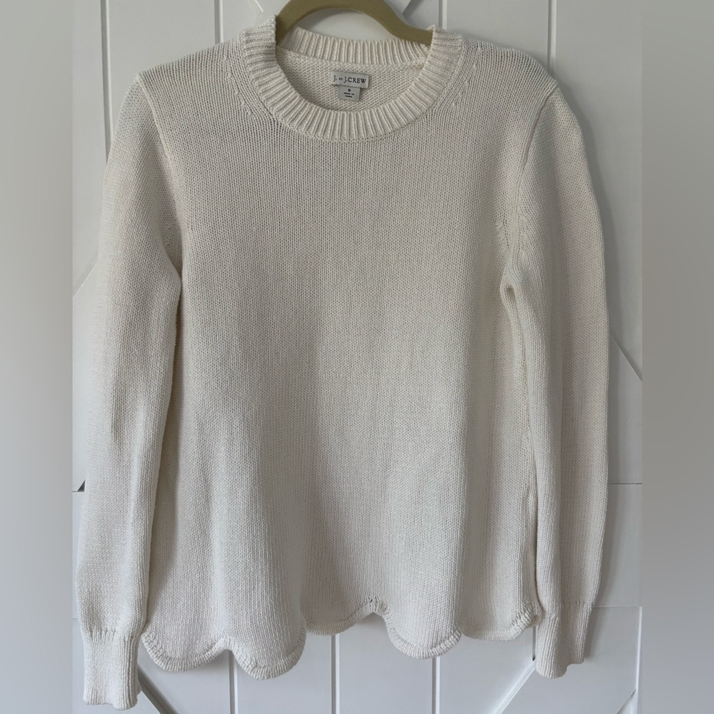 J. Crew Women's Cream Scallop Edge Sweater
